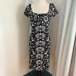 VTG‎ Vivienne Tam Mesh Lotus Floral Babydoll Dress Women's S Black White y2k 90